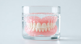 Soak your dentures in water or denture soak when you’re asleep
