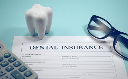 Dental insurance form on desk