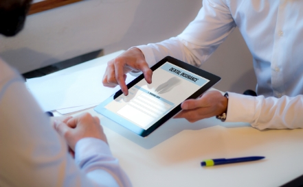 Dental insurance forms on tablet computer