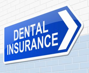 Dental insurance on blue arrow